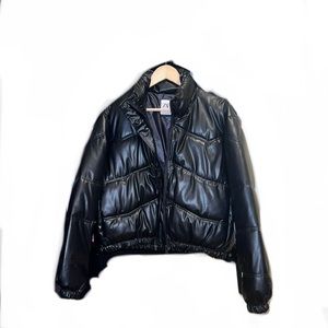 Zara faux leather puffer jacket